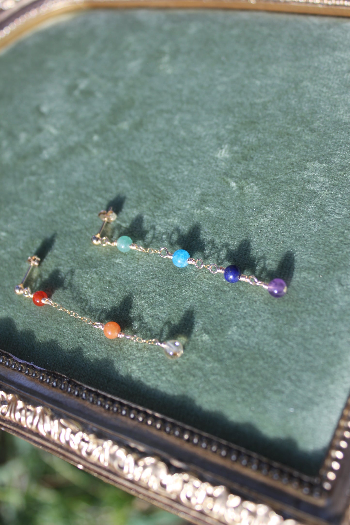 Split Rainbow + Chain Earrings