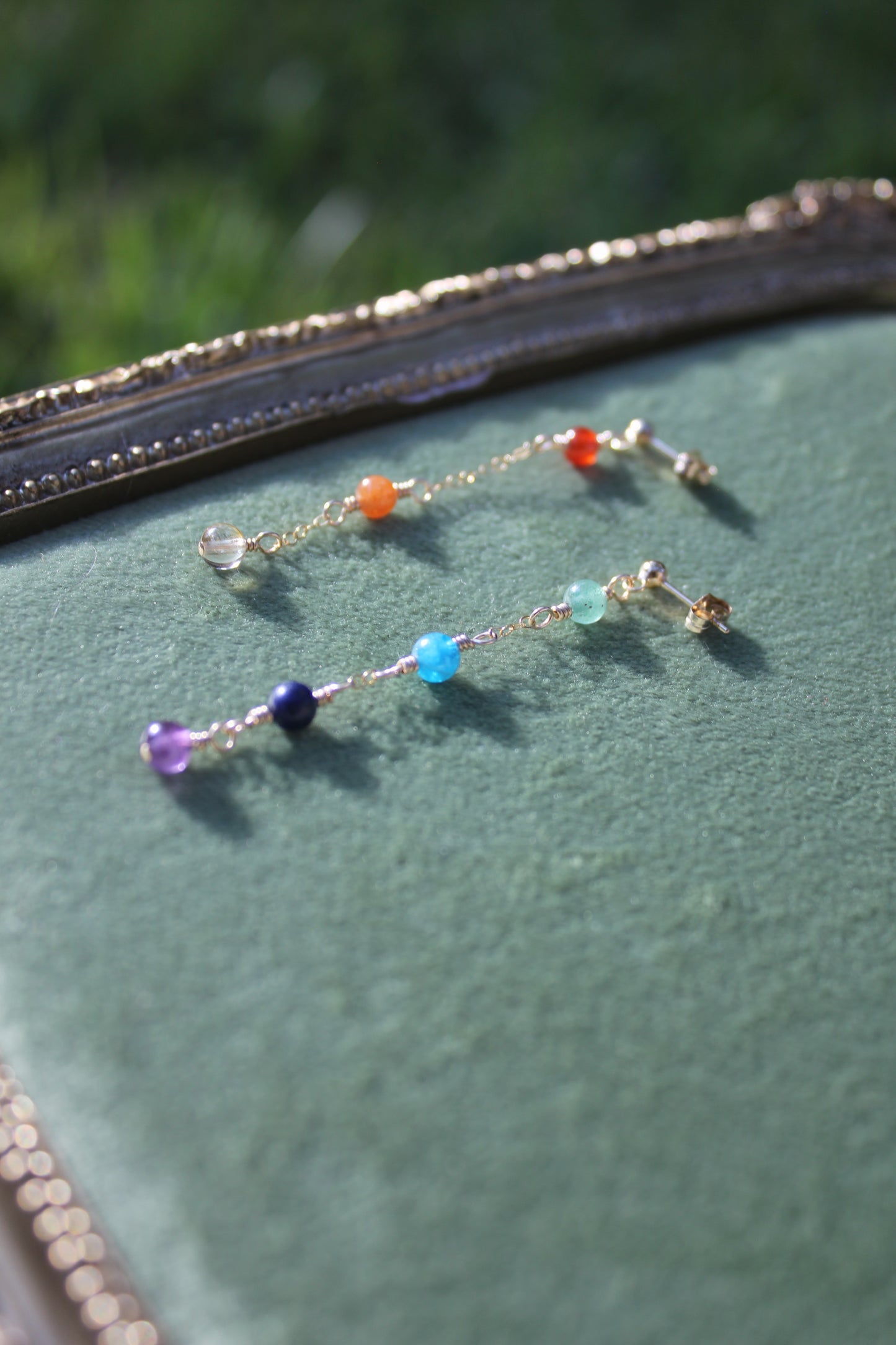 Split Rainbow + Chain Earrings