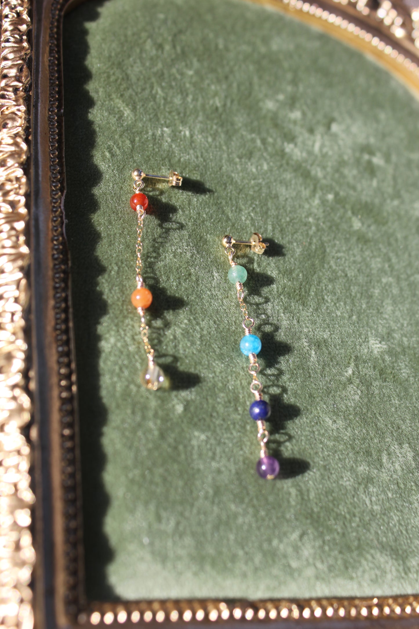Split Rainbow + Chain Earrings
