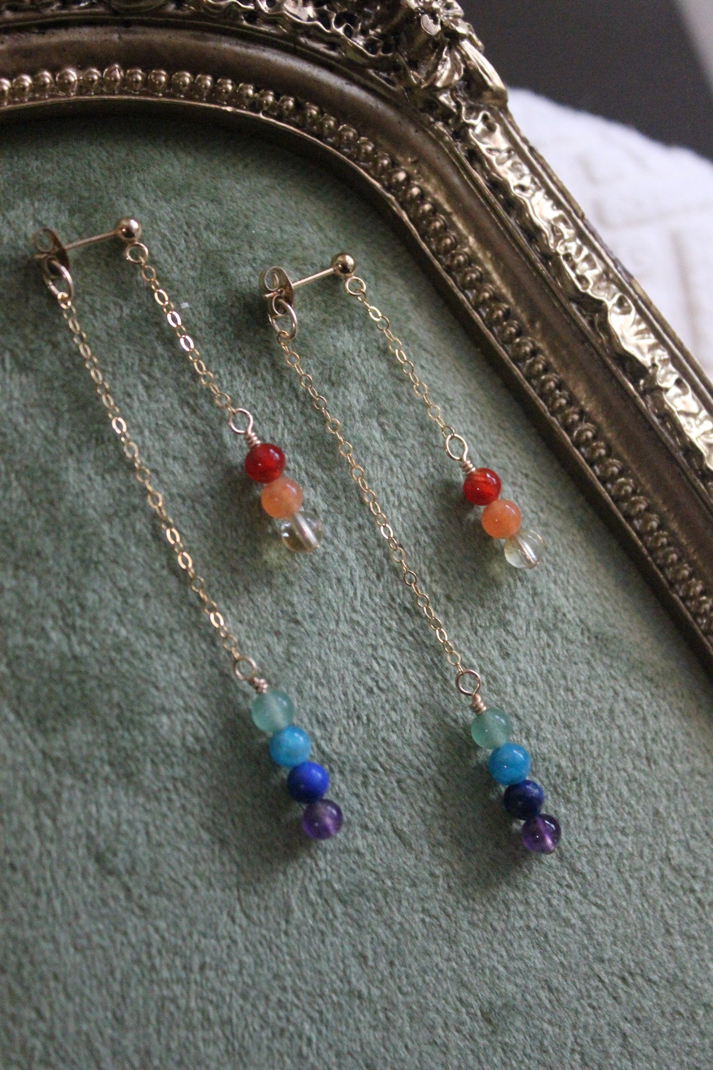 Staggered Rainbow Drop Earrings