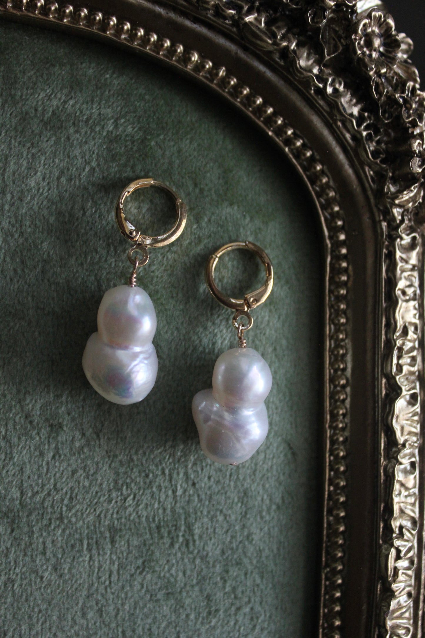 Baroque Twin Pearl Huggies