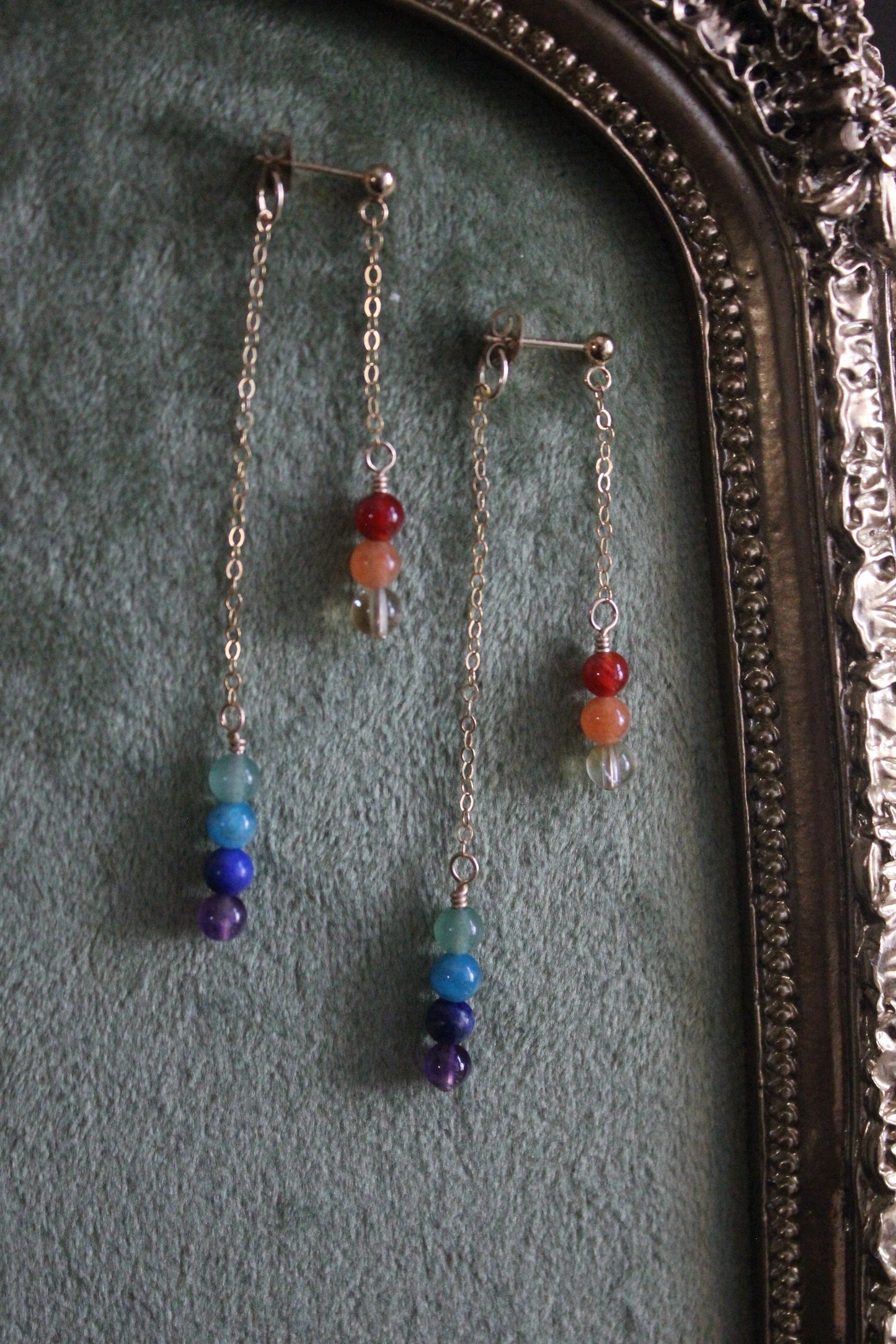 Staggered Rainbow Drop Earrings