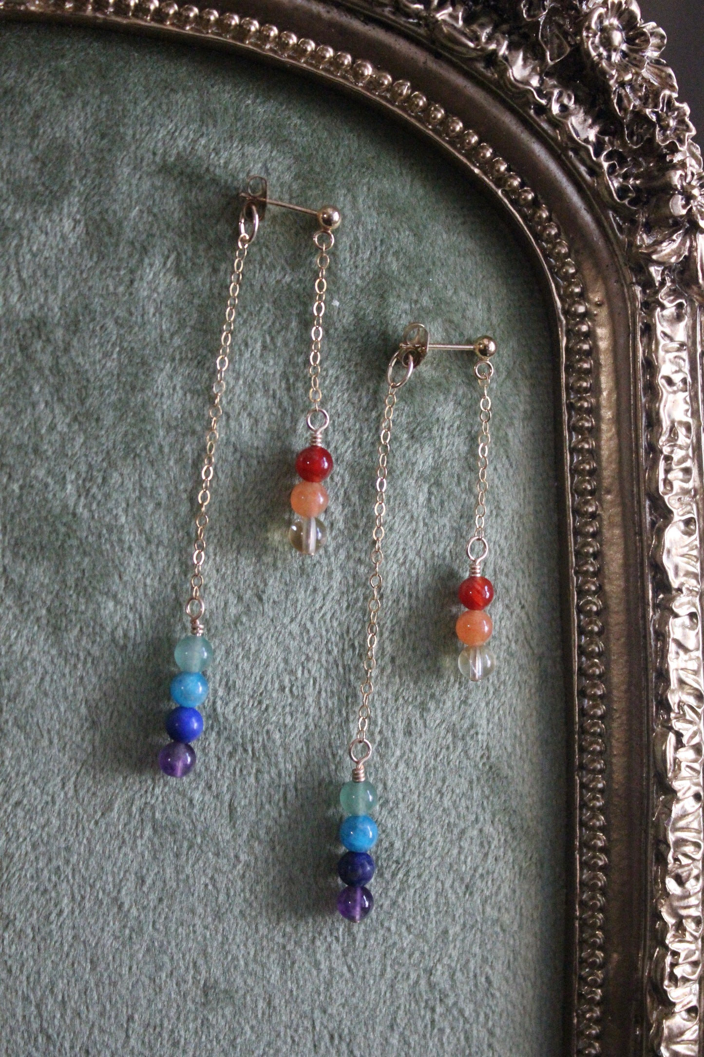 Staggered Rainbow Drop Earrings