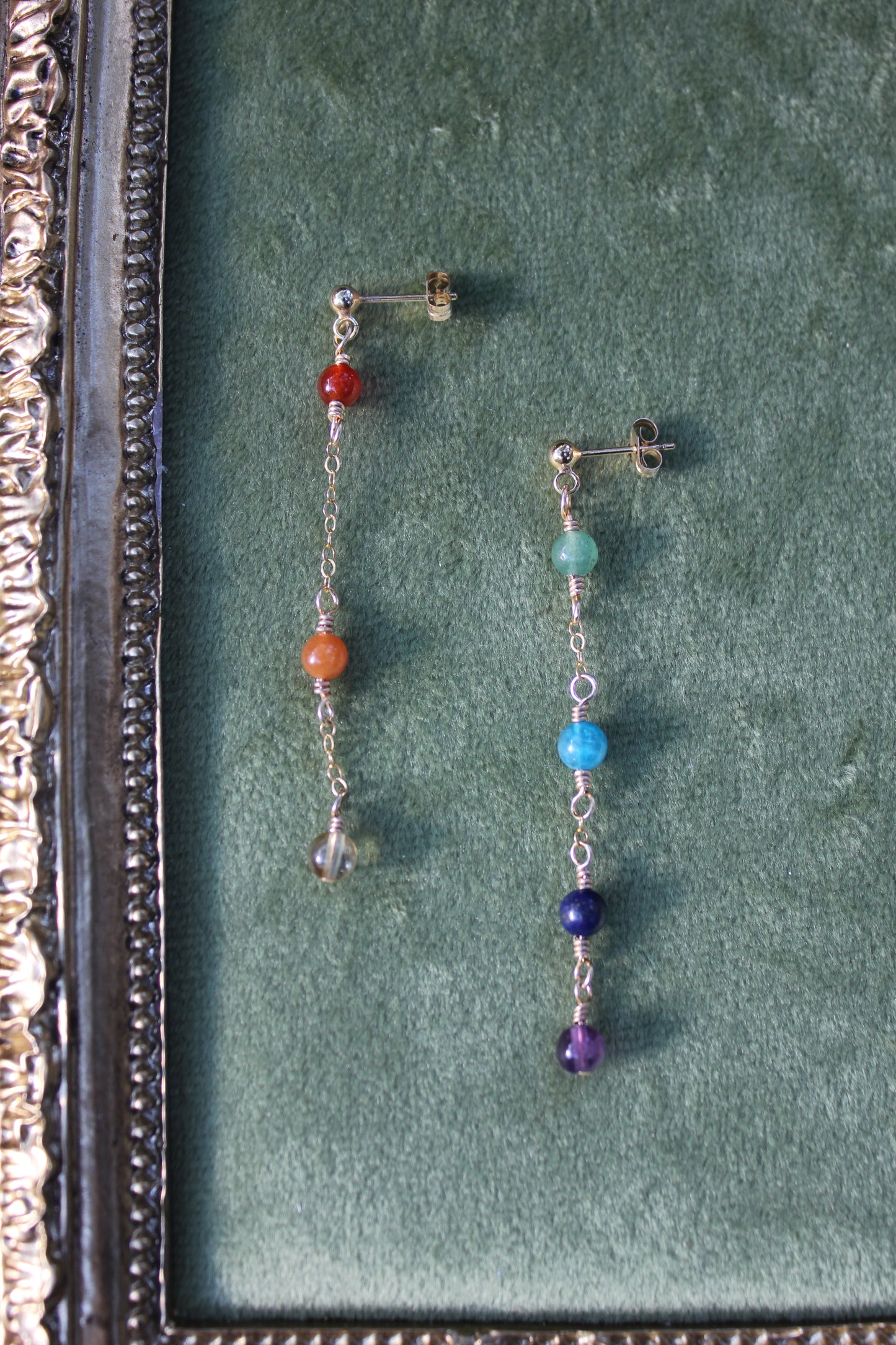 Split Rainbow + Chain Earrings