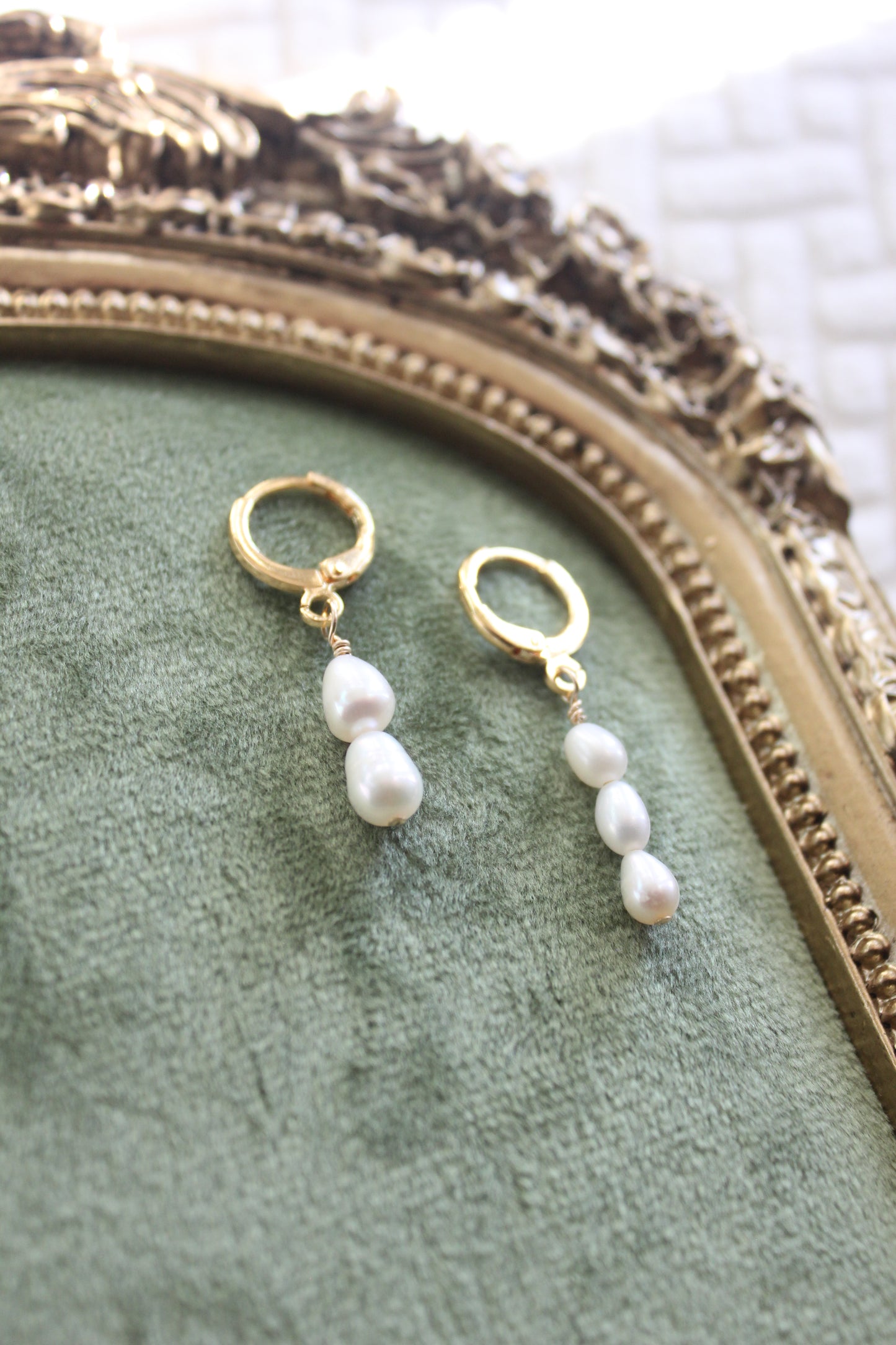 Asymmetrical Pearl Huggies