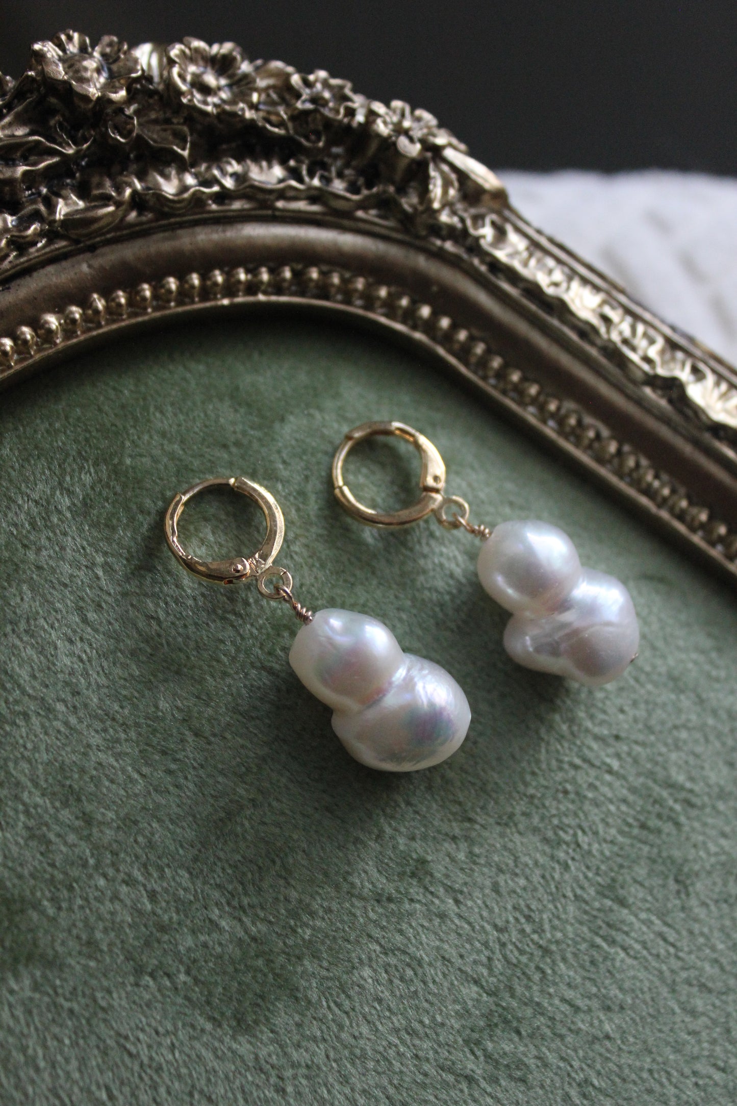 Baroque Twin Pearl Huggies