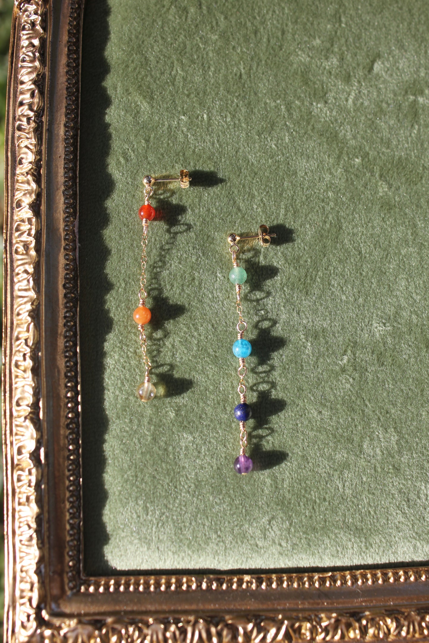 Split Rainbow + Chain Earrings