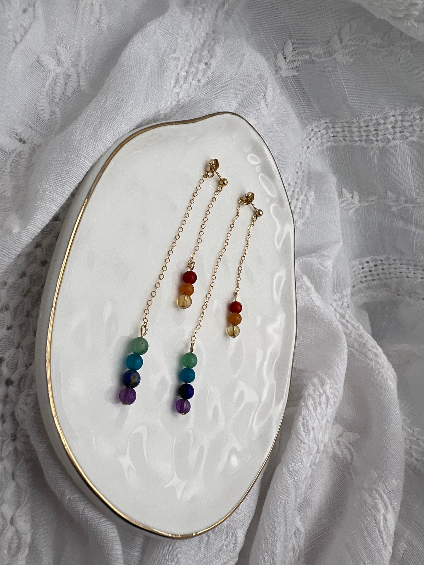 Staggered Rainbow Drop Earrings