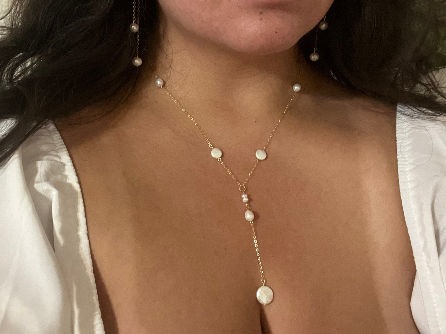 Mixed Pearl Y Necklace