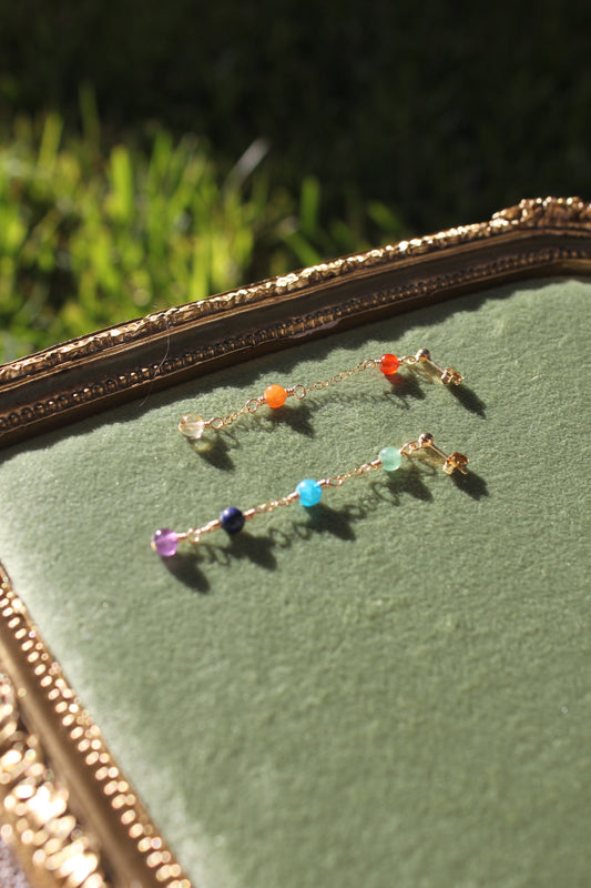 Split Rainbow + Chain Earrings