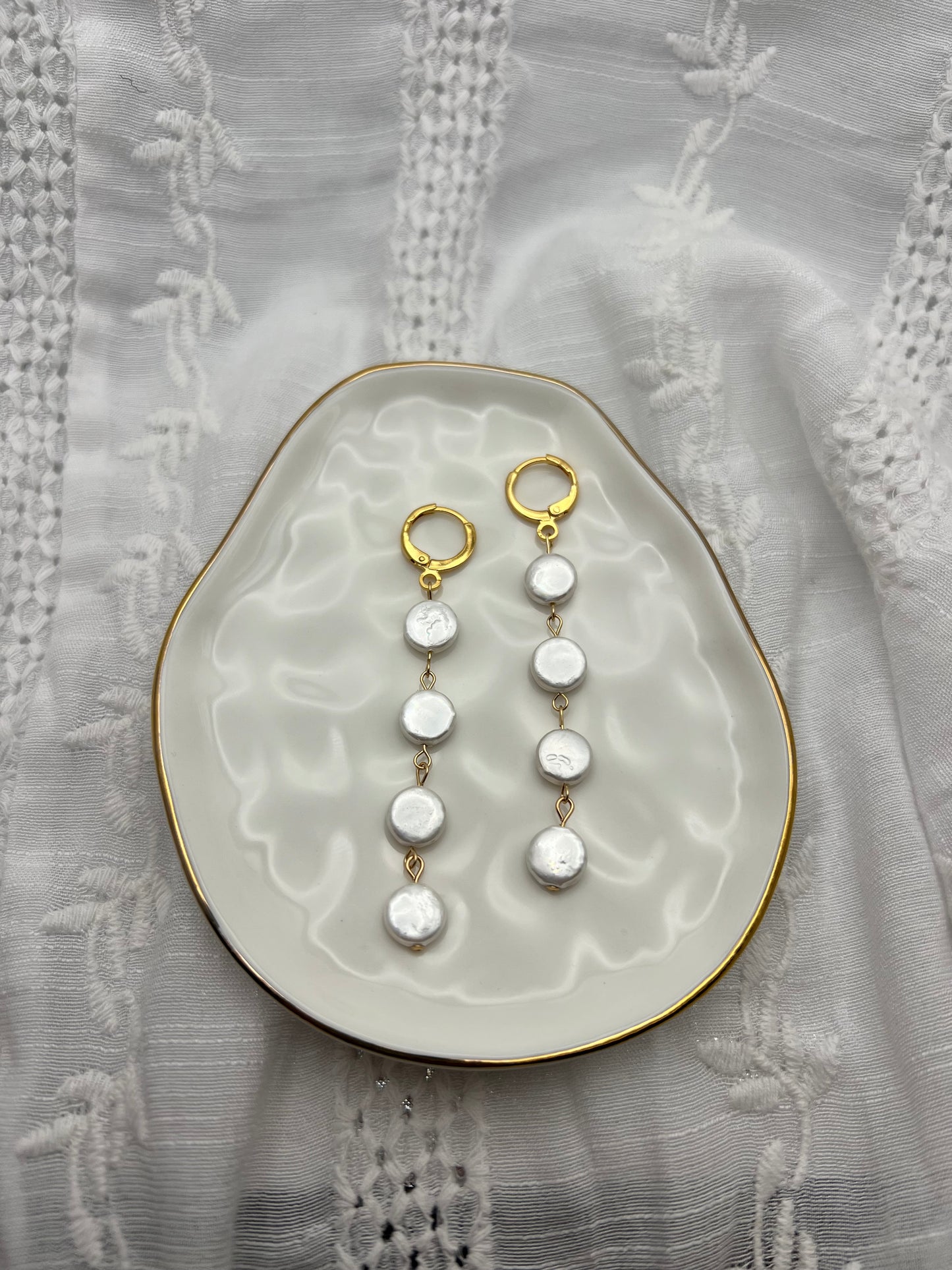 Four Mini Coin Pearl Earrings