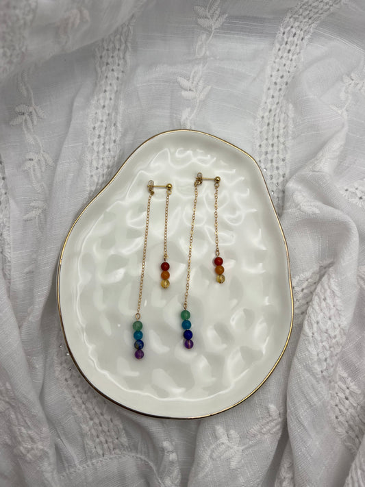 Staggered Rainbow Drop Earrings