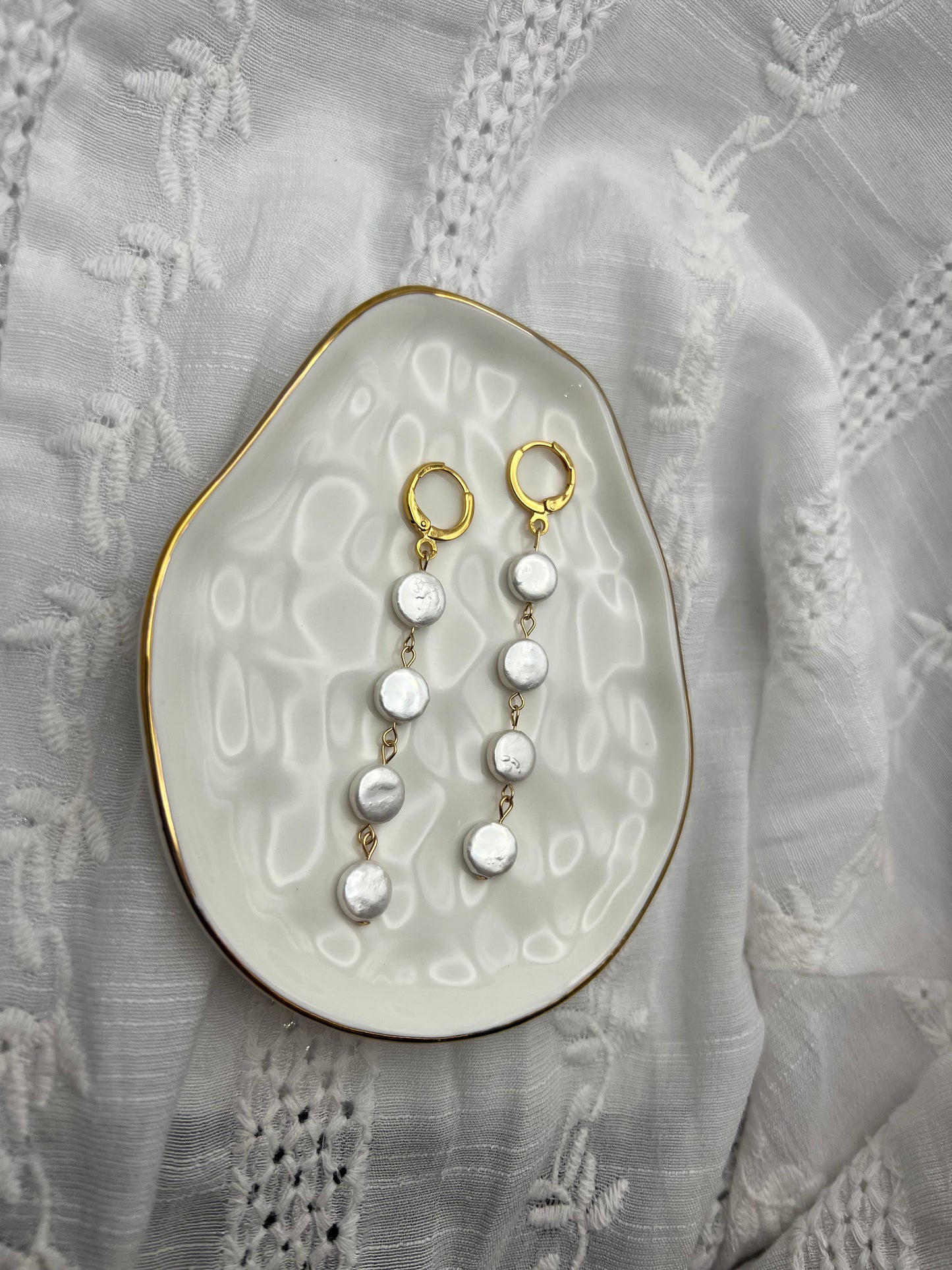 Four Mini Coin Pearl Earrings