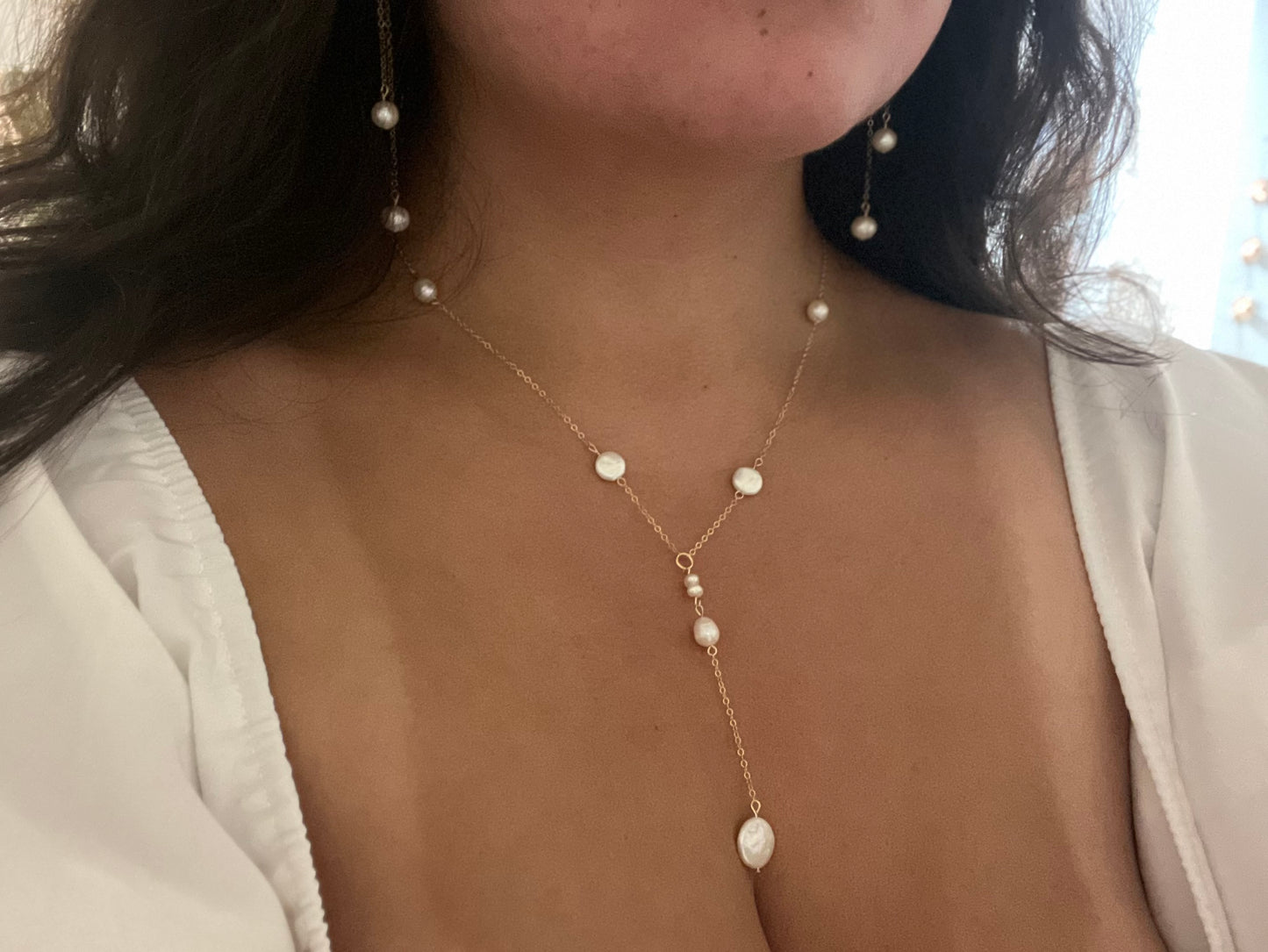 Mixed Pearl Y Necklace