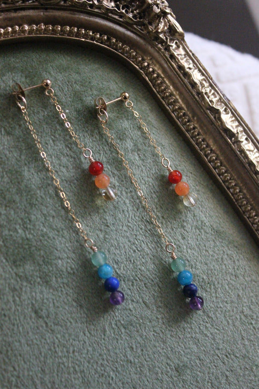 Staggered Rainbow Drop Earrings
