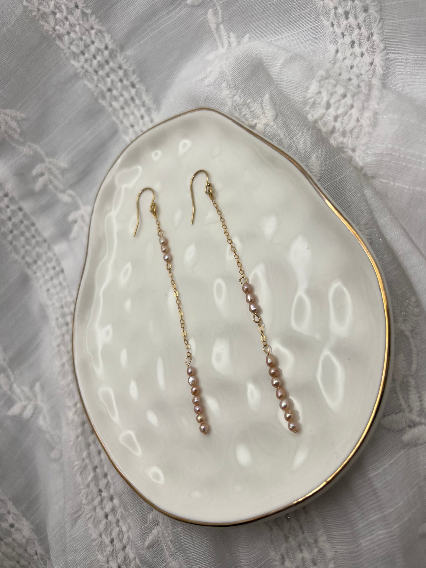 Asymmetrical Blush Pearl Earrings