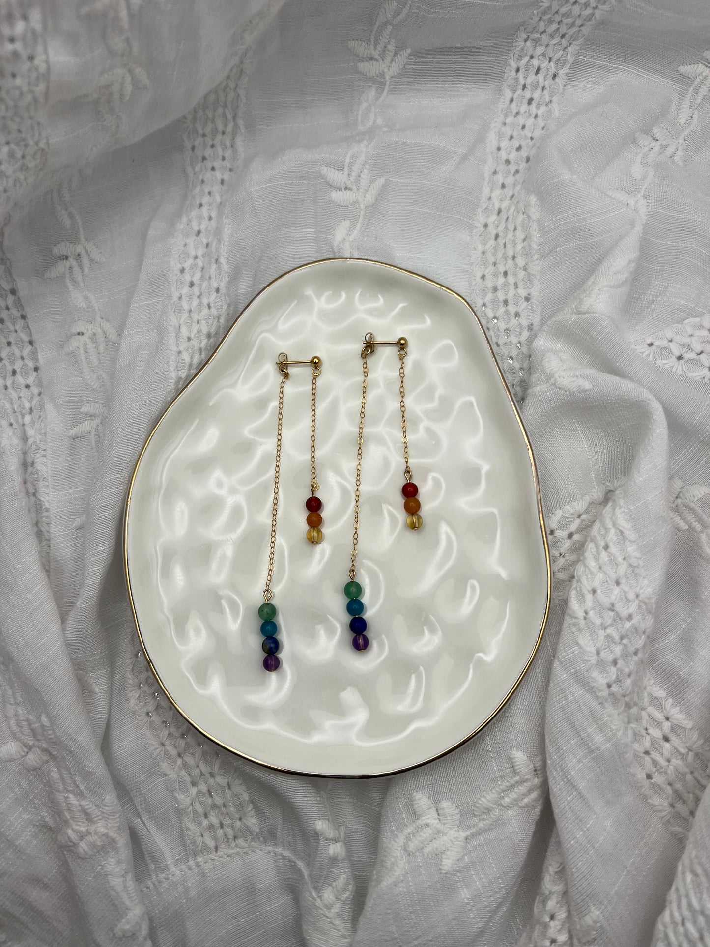 Staggered Rainbow Drop Earrings