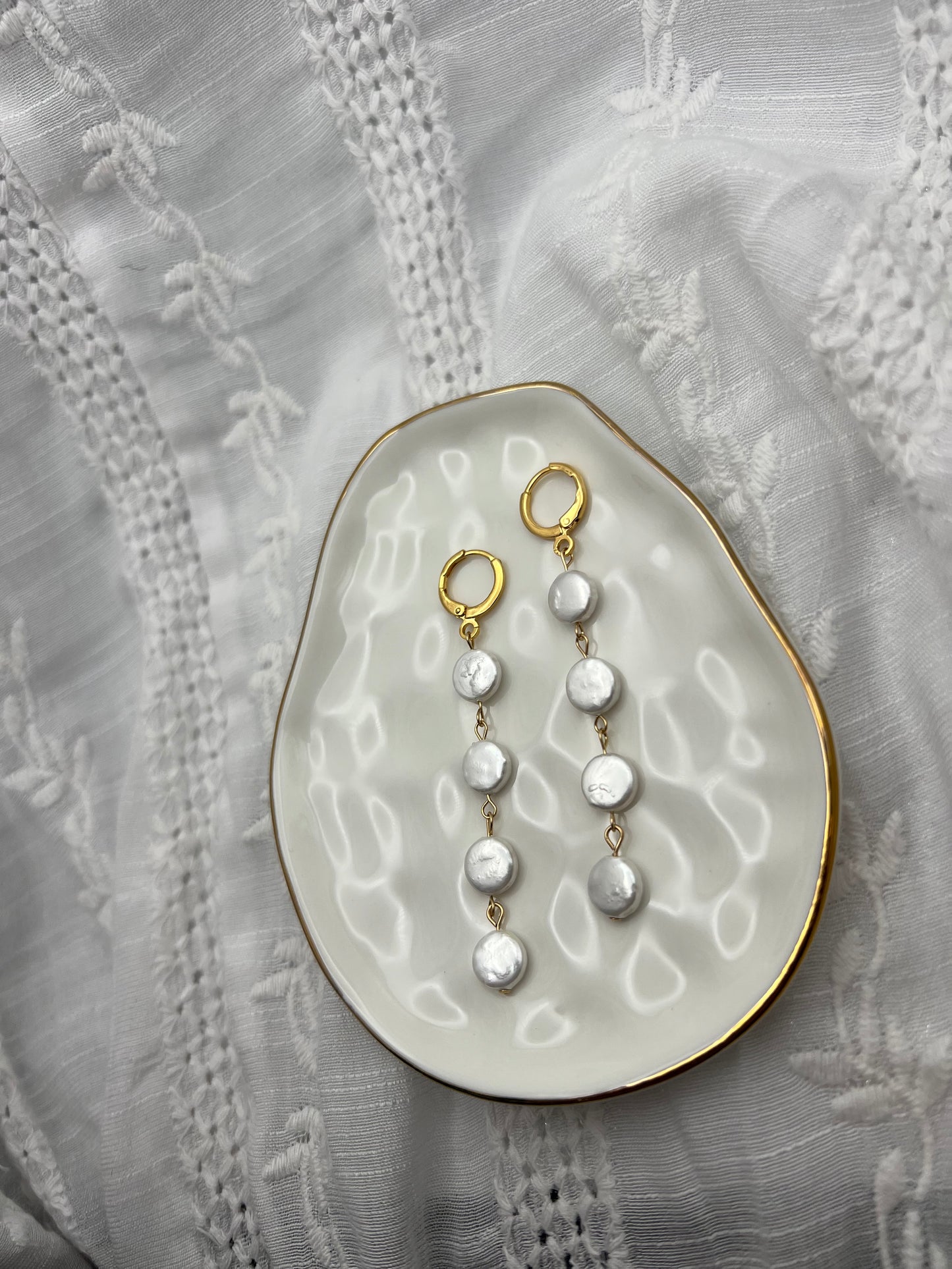 Four Mini Coin Pearl Earrings