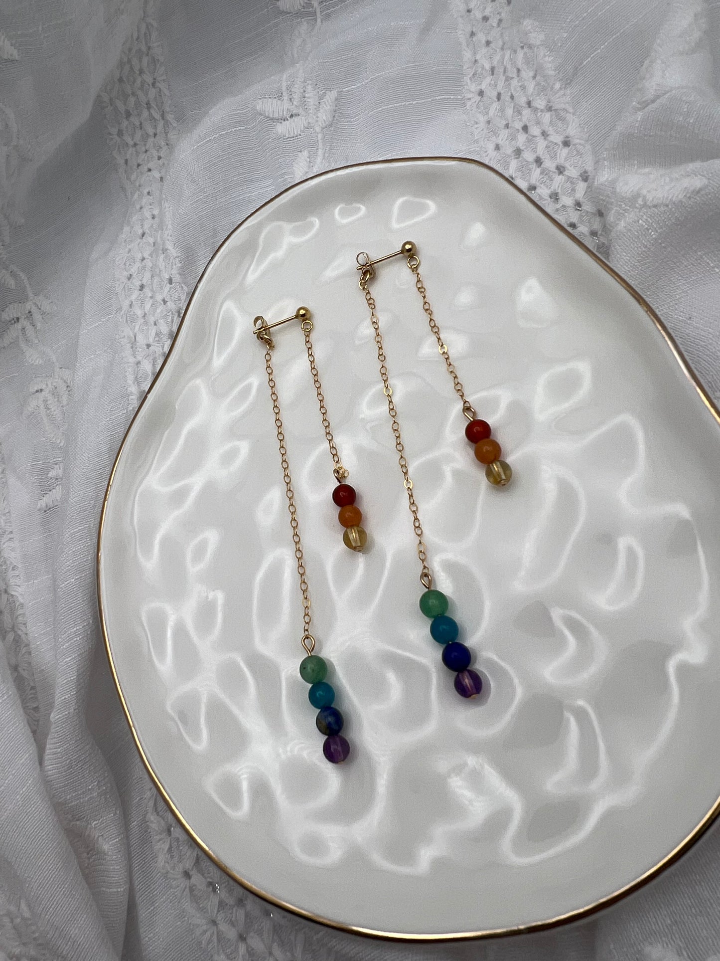 Staggered Rainbow Drop Earrings