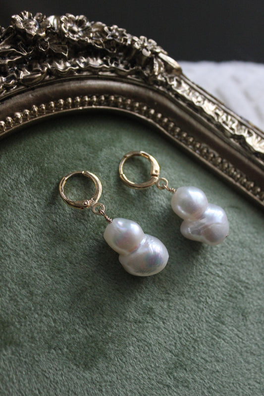Baroque Twin Pearl Huggies