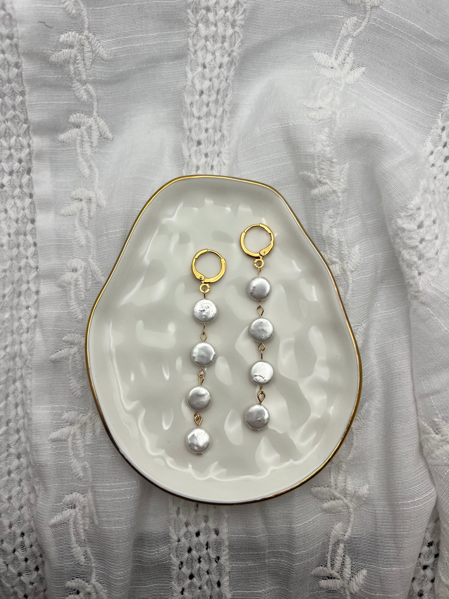 Four Mini Coin Pearl Earrings