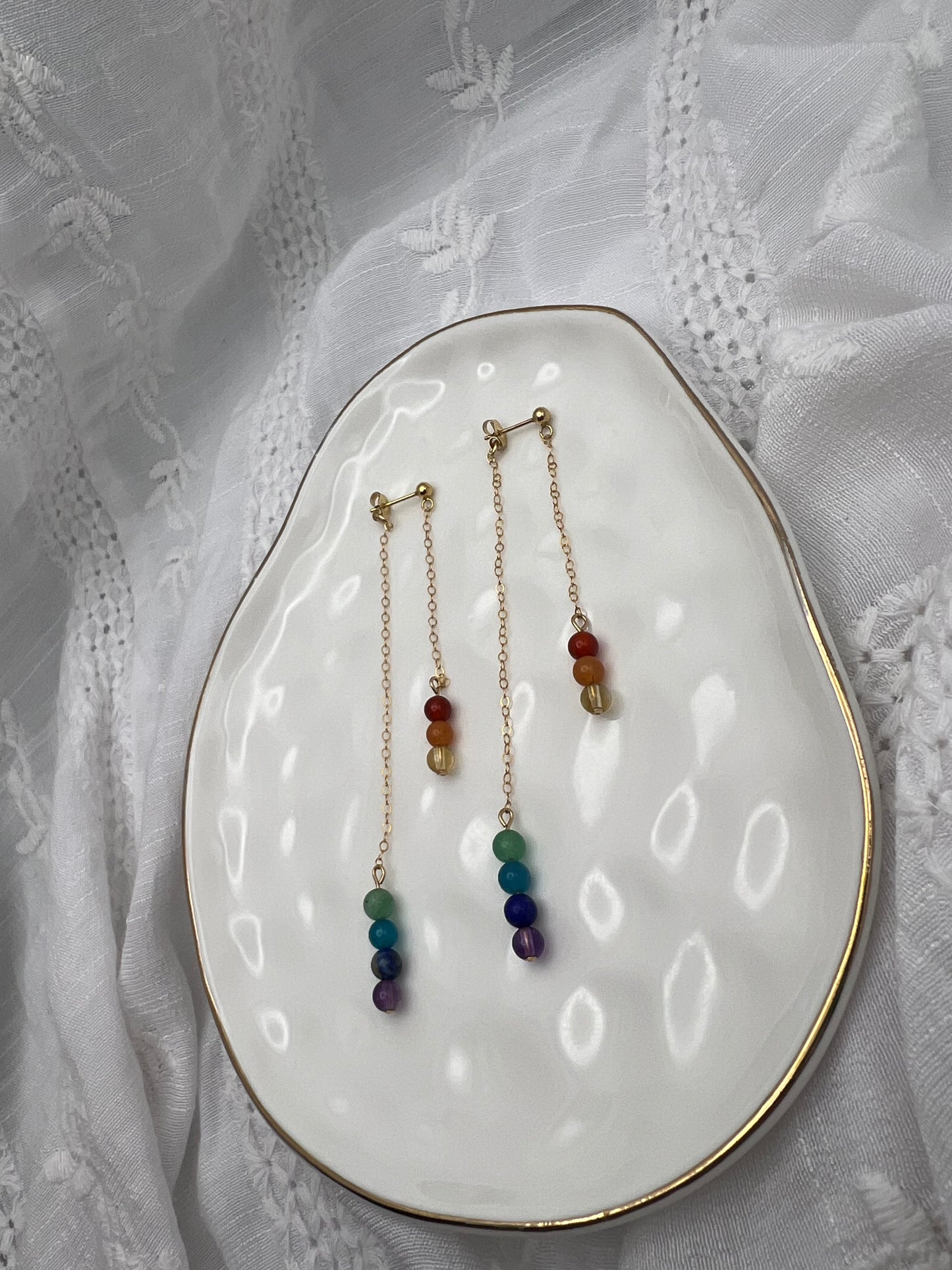 Staggered Rainbow Drop Earrings