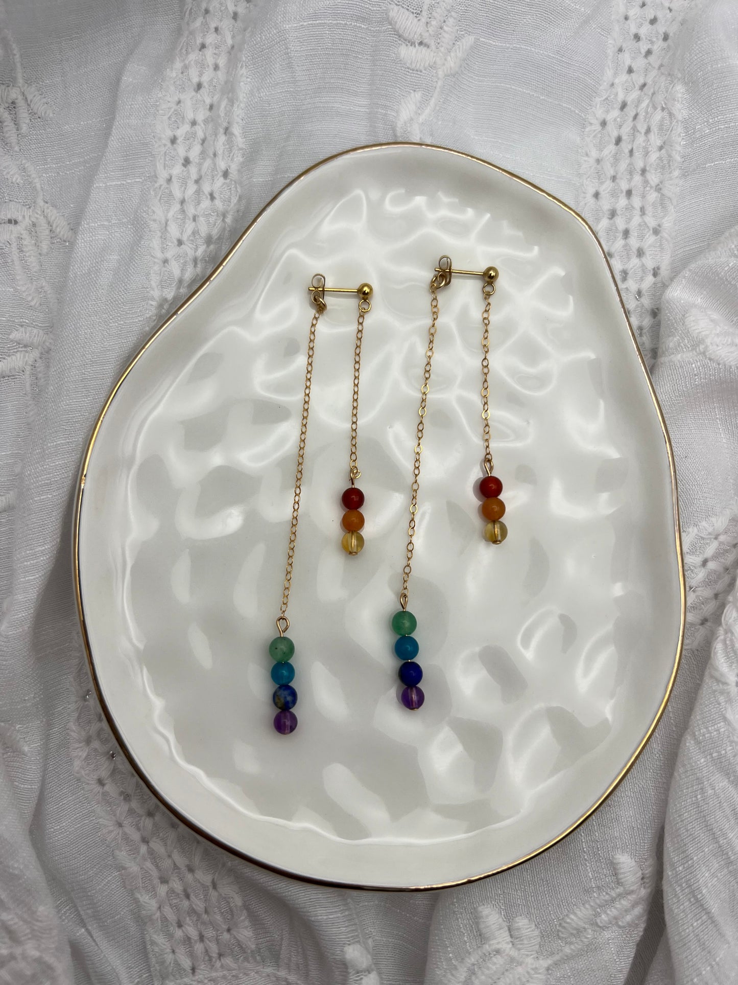 Staggered Rainbow Drop Earrings