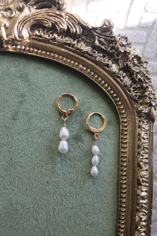 Asymmetrical Pearl Huggies
